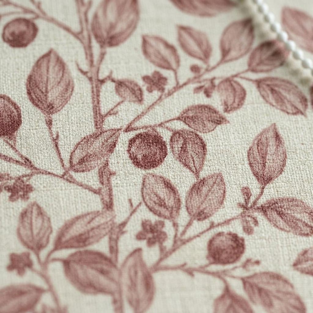Dusty Rose Botanical Linen Roman Shade, Custom Corded Roman Blind, Floral Vine Window Shade, Blackout or Lined — image 5