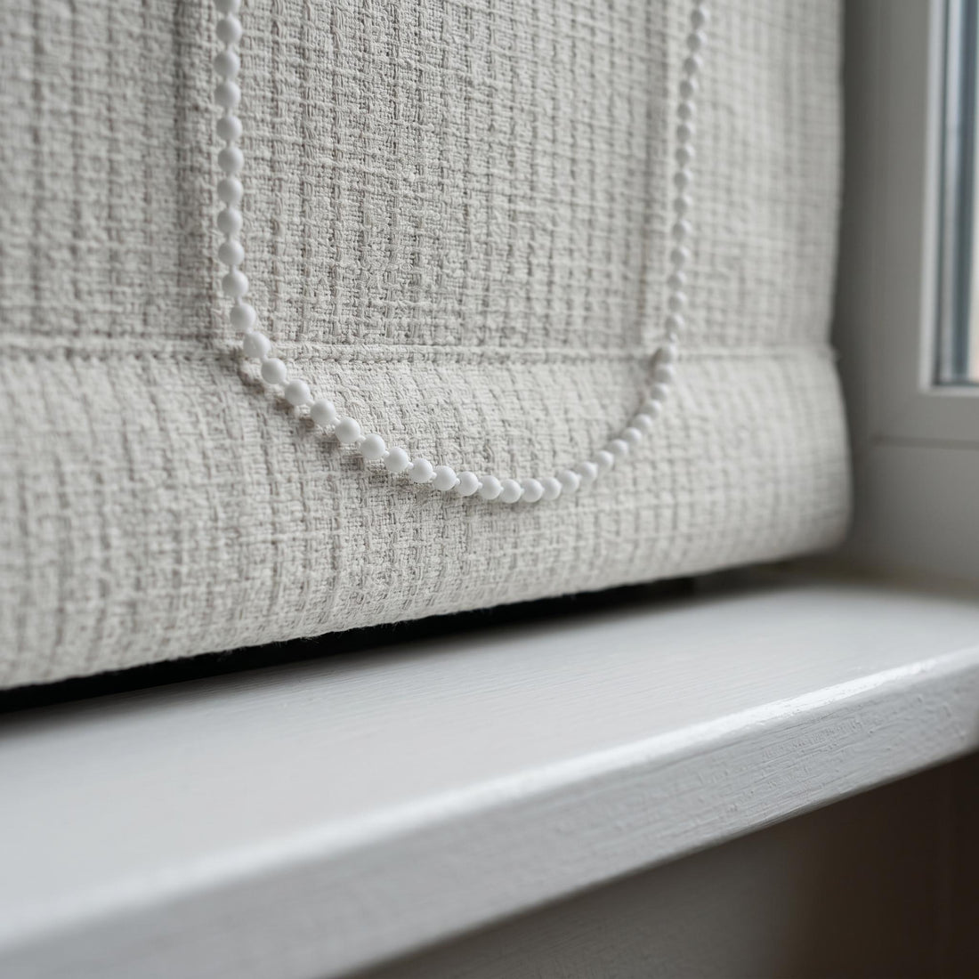 Textured Linen Roman Shade, Oatmeal Beige Woven Roman Blind, Custom Corded Window Shade, Blackout or Cotton Lined — image 1