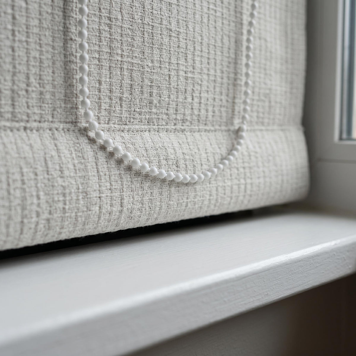 Textured Linen Roman Shade, Oatmeal Beige Woven Roman Blind, Custom Corded Window Shade, Blackout or Cotton Lined — image 2