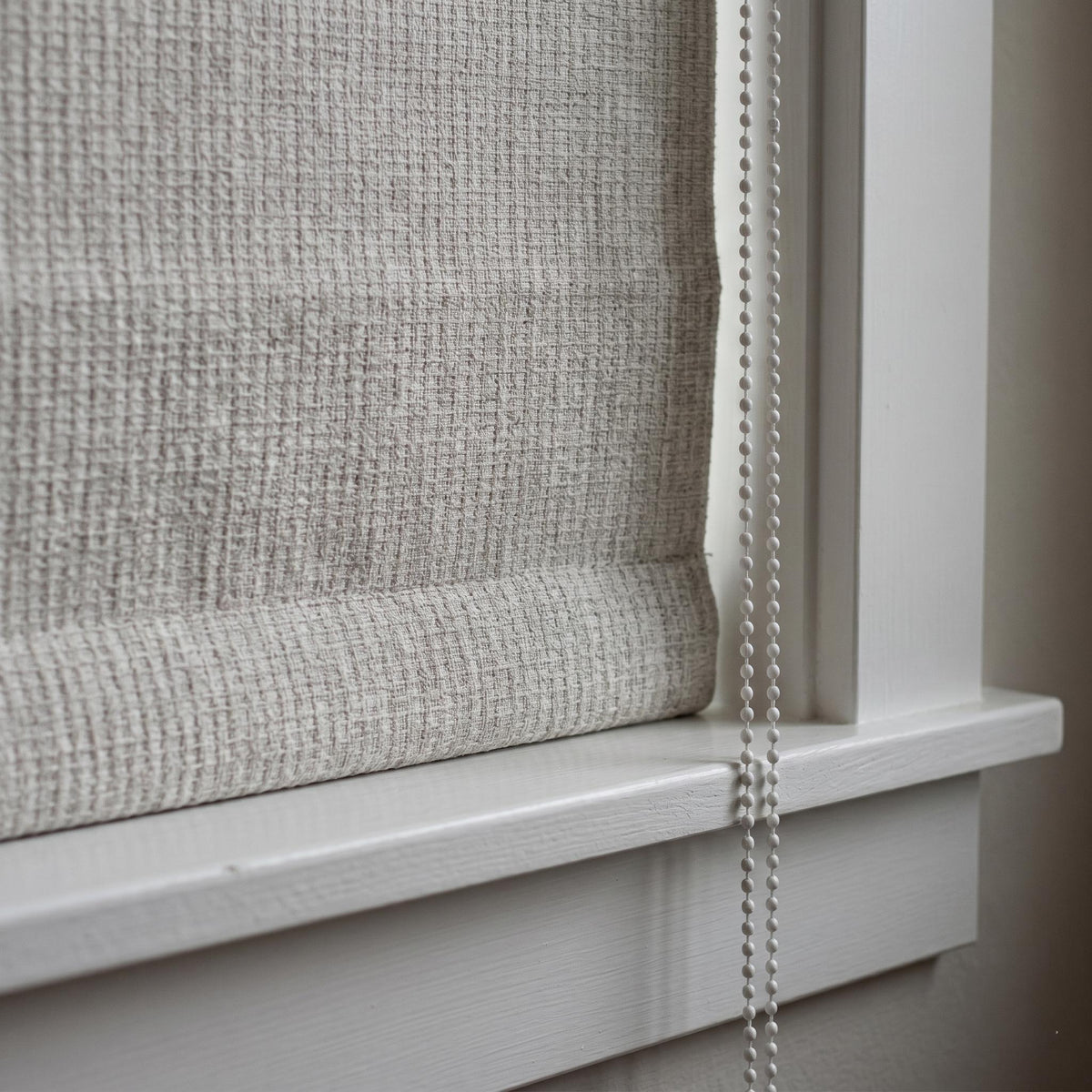 Textured Linen Roman Shade, Oatmeal Beige Woven Roman Blind, Custom Corded Window Shade, Blackout or Cotton Lined — image 7