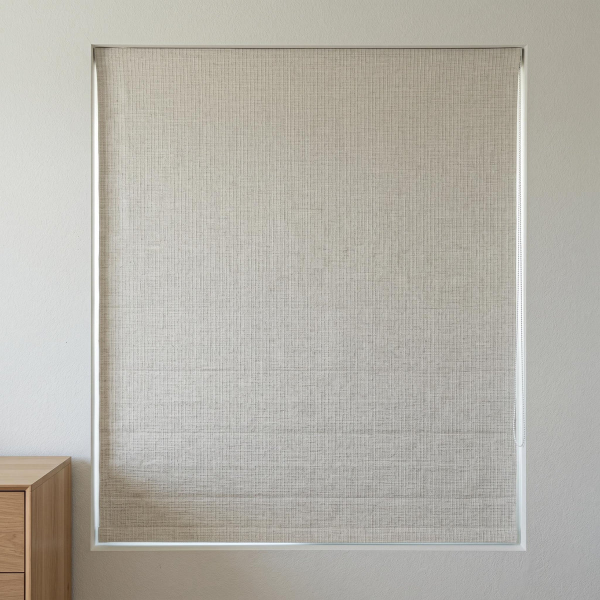 Textured Linen Roman Shade, Oatmeal Beige Woven Roman Blind, Custom Corded Window Shade, Blackout or Cotton Lined — image 3