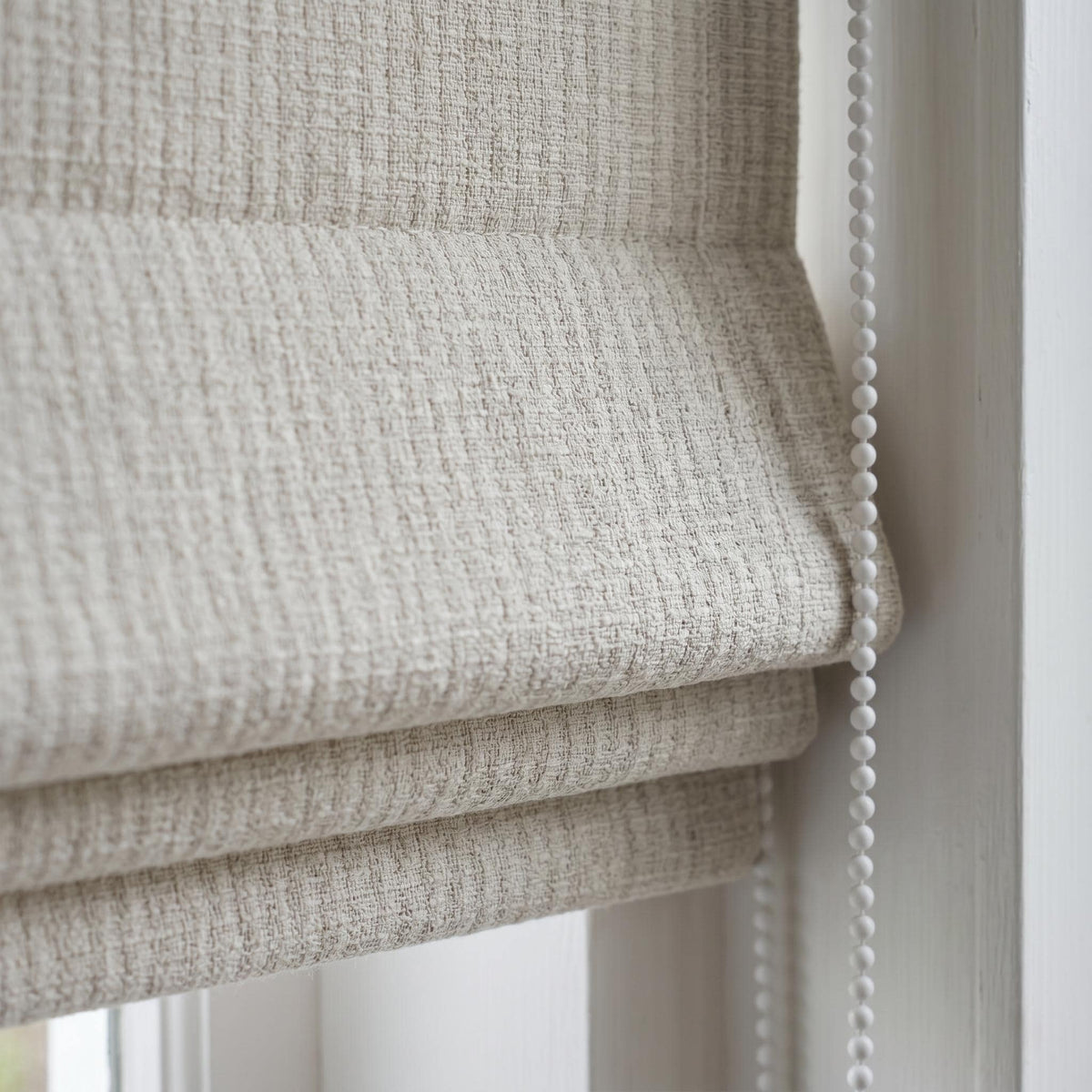 Textured Linen Roman Shade, Oatmeal Beige Woven Roman Blind, Custom Corded Window Shade, Blackout or Cotton Lined — image 1