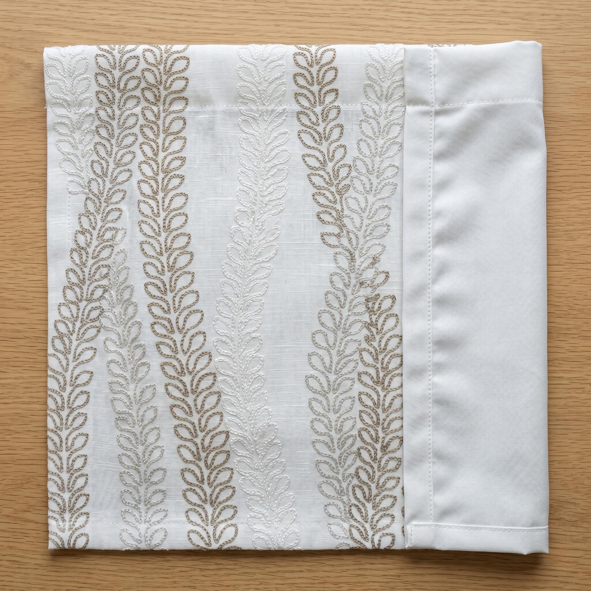 Pure White Heavy Linen Curtains, Taupe Ivory Vine Embroidered Drapes, Custom Blackout or Cotton Lined Panels — image 10