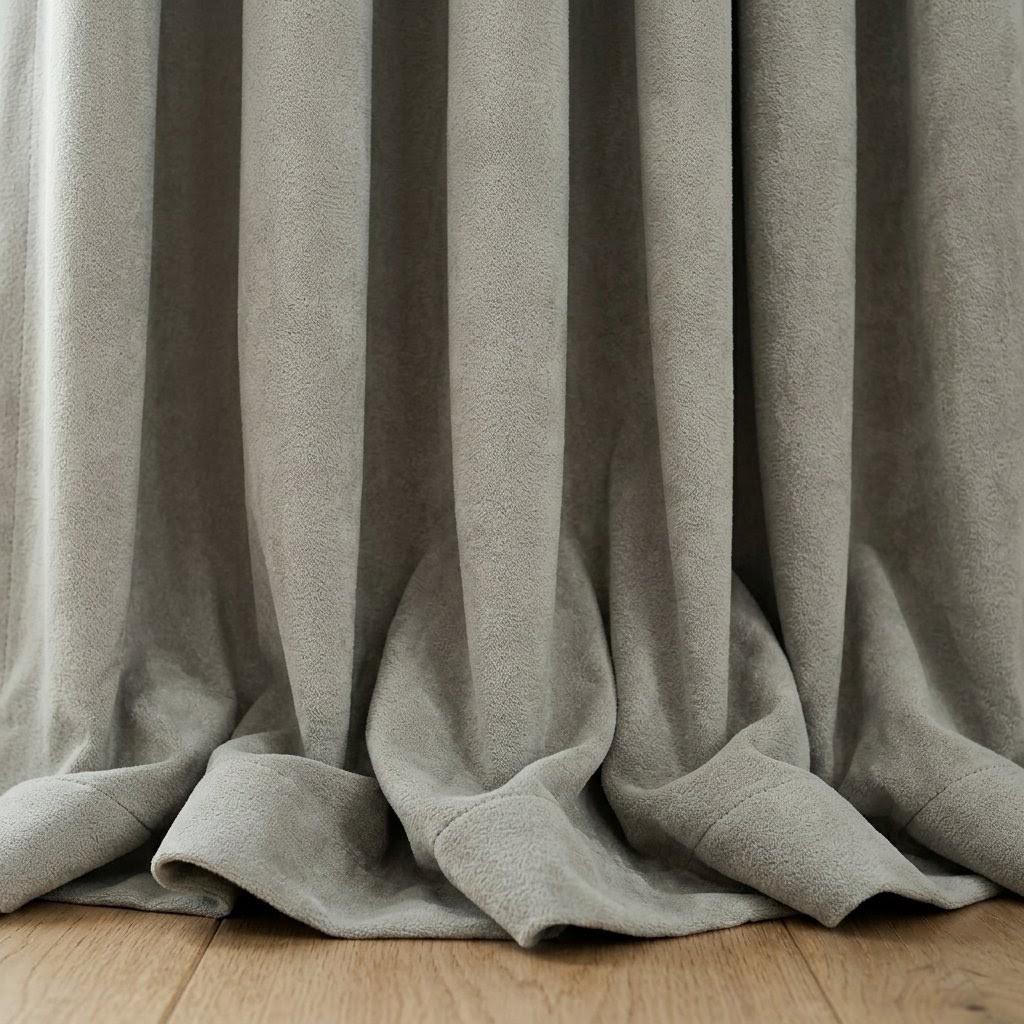 Warm Light Gray Velvet Curtains, Heavy Blackout Drapes, Custom Luxury Window Panels, Rod Pocket Back Tab Grommet — image 4