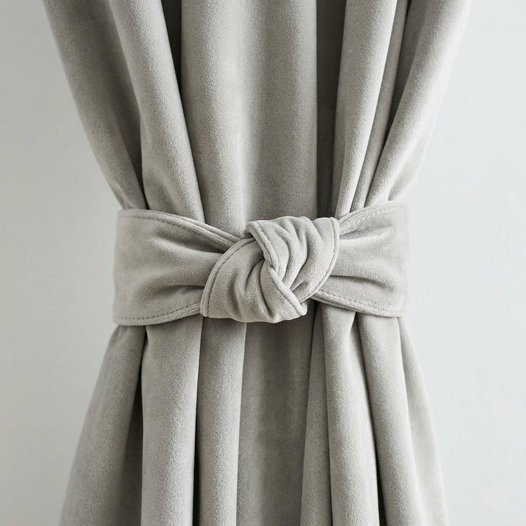Warm Light Gray Velvet Curtains, Heavy Blackout Drapes, Custom Luxury Window Panels, Rod Pocket Back Tab Grommet — image 1