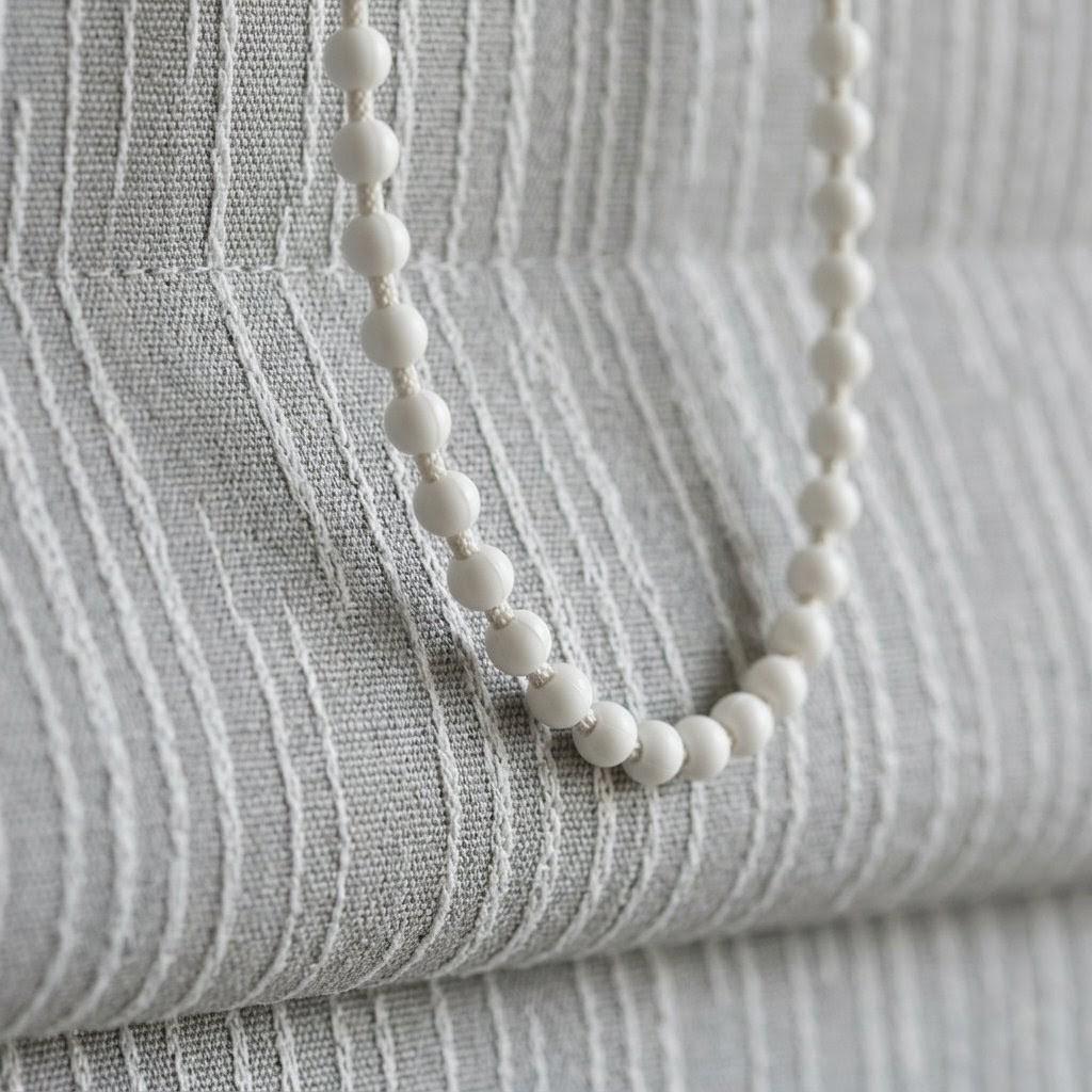 Gray Cotton Jacquard Roman Shade, Ivory Dash Pattern Corded Roman Blind, Custom Blackout Window Shade — image 6