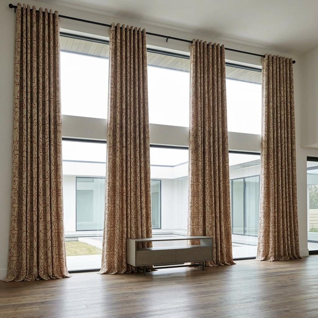 Rust Red Embroidered Pure Linen Curtains, Natural Beige Heavy Drapes, Floral Vine Panels, Custom Blackout Cafe Curtains — image 9