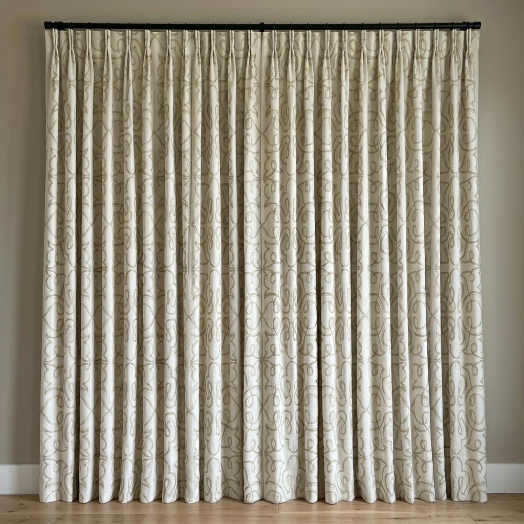 Olive Green Embroidered Linen Curtains, Off White Heavy Drapes, Floral Vine Custom Blackout Cafe Curtains — image 6
