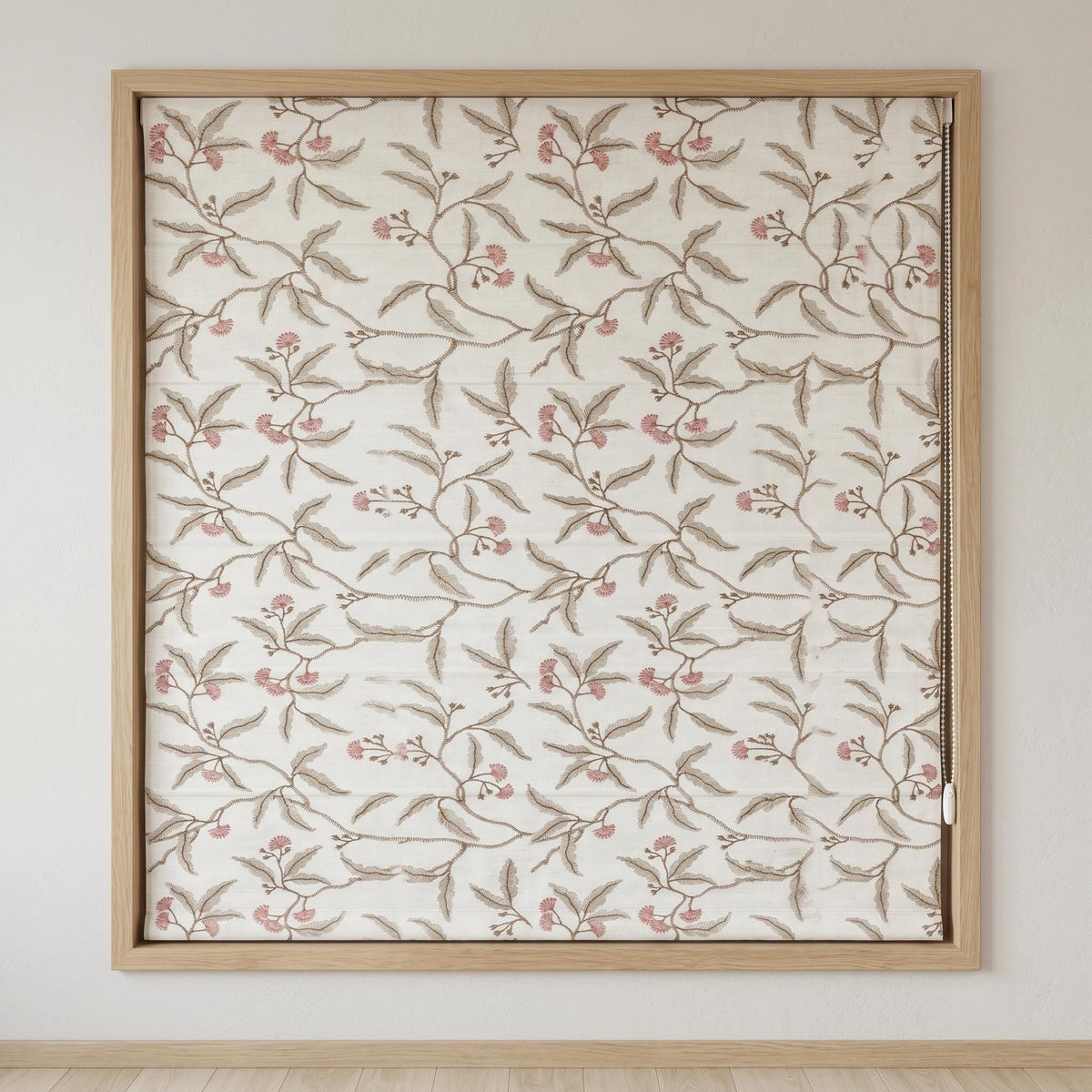 Embroidered Linen Roman Shade, Ivory Pink Botanical Blind, Sage Beige Leaf Vine Custom Roman Blind, Blackout or Light Filter — image 8