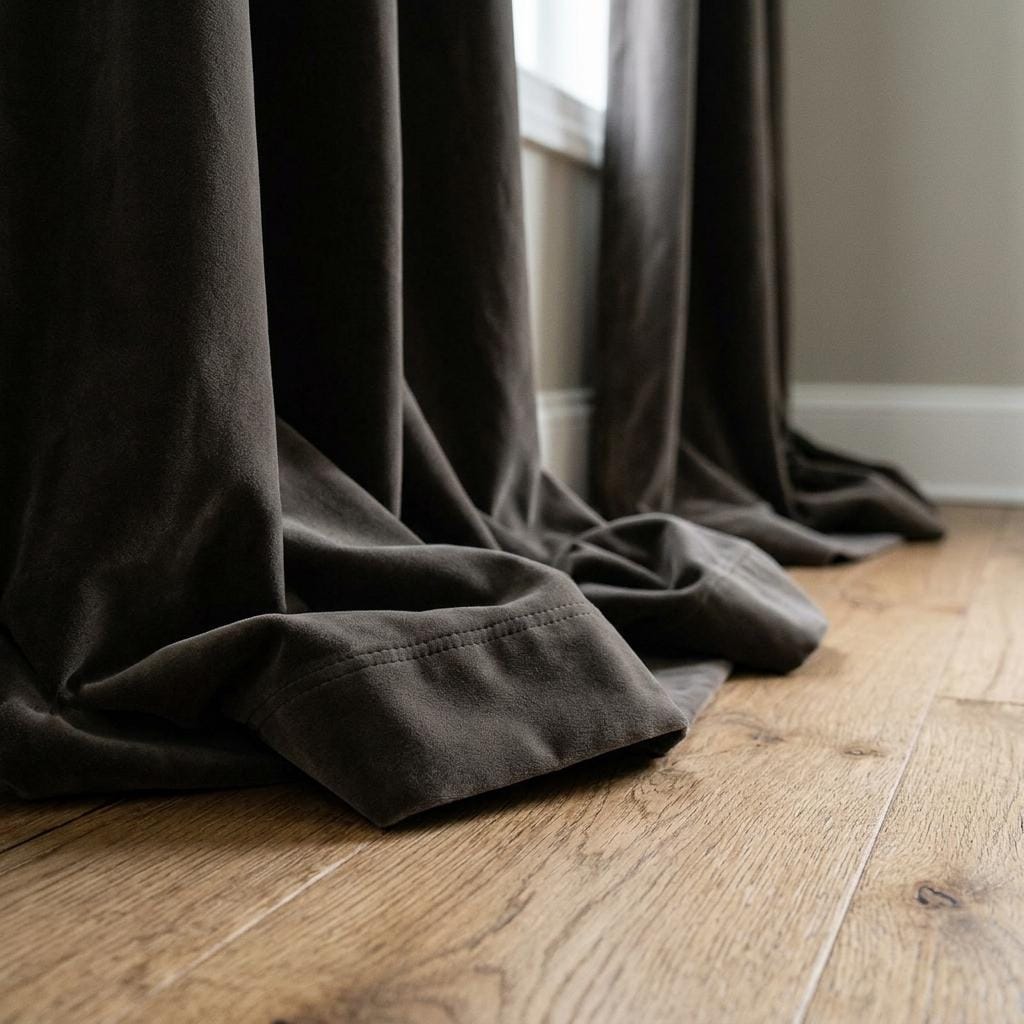 Dark Taupe Velvet Curtains, Heavy Blackout Drapes, Dark Brown Custom Window Panels, Rod Pocket Back Tab Grommet — image 4