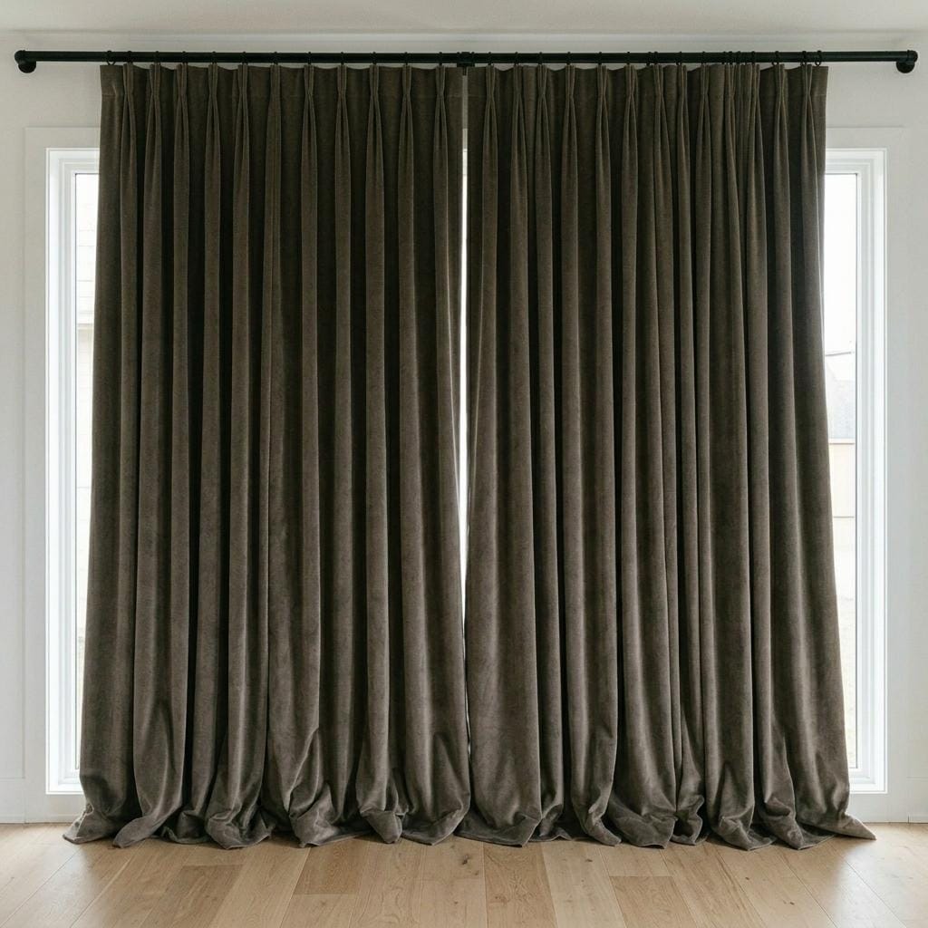 Dark Taupe Velvet Curtains, Heavy Blackout Drapes, Dark Brown Custom Window Panels, Rod Pocket Back Tab Grommet — image 9