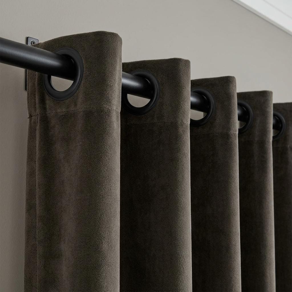 Dark Taupe Velvet Curtains, Heavy Blackout Drapes, Dark Brown Custom Window Panels, Rod Pocket Back Tab Grommet — image 6