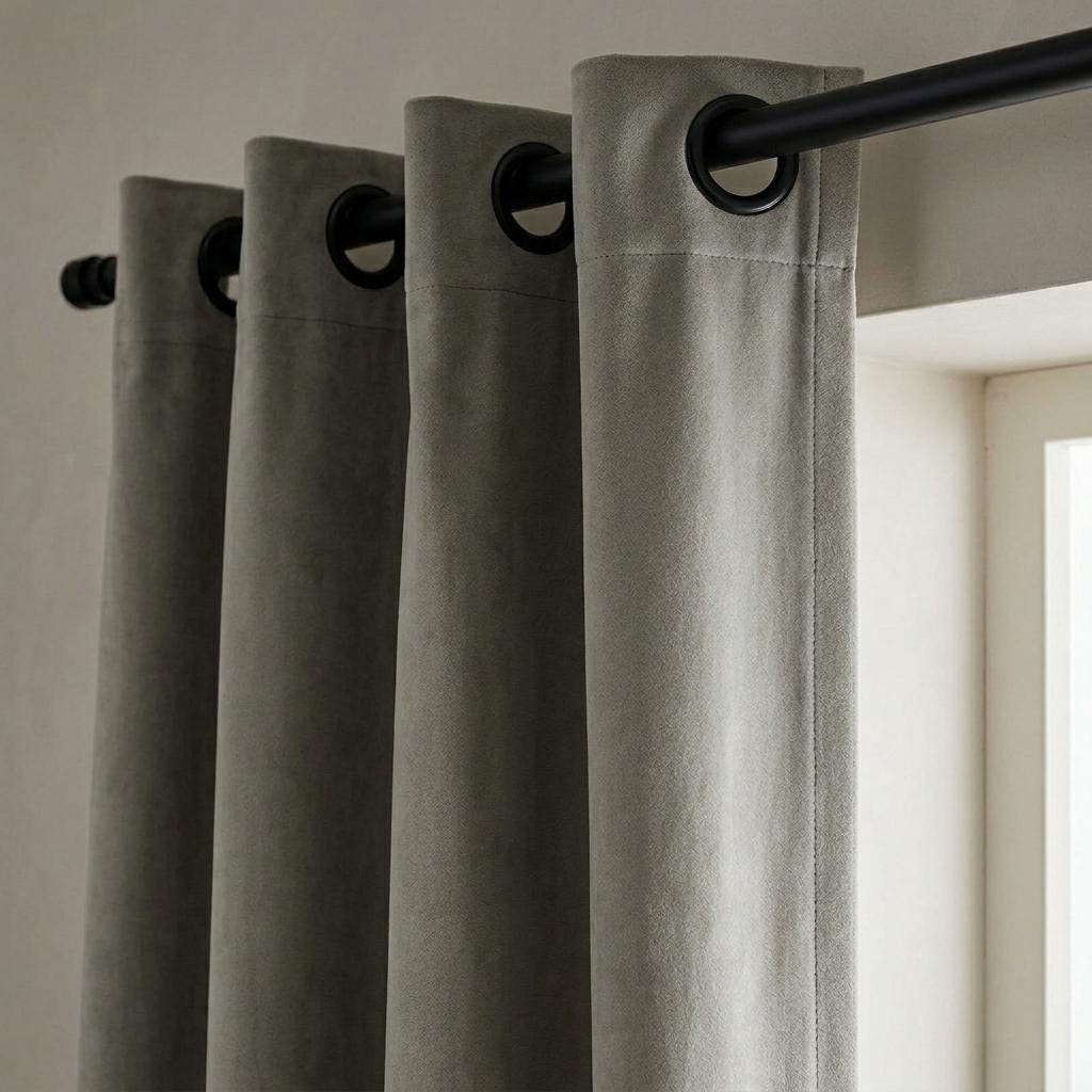 Sage Greige Velvet Curtains, Heavy Blackout Drapes, Soft Stone Gray Custom Window Panels, Rod Pocket Back Tab — image 4