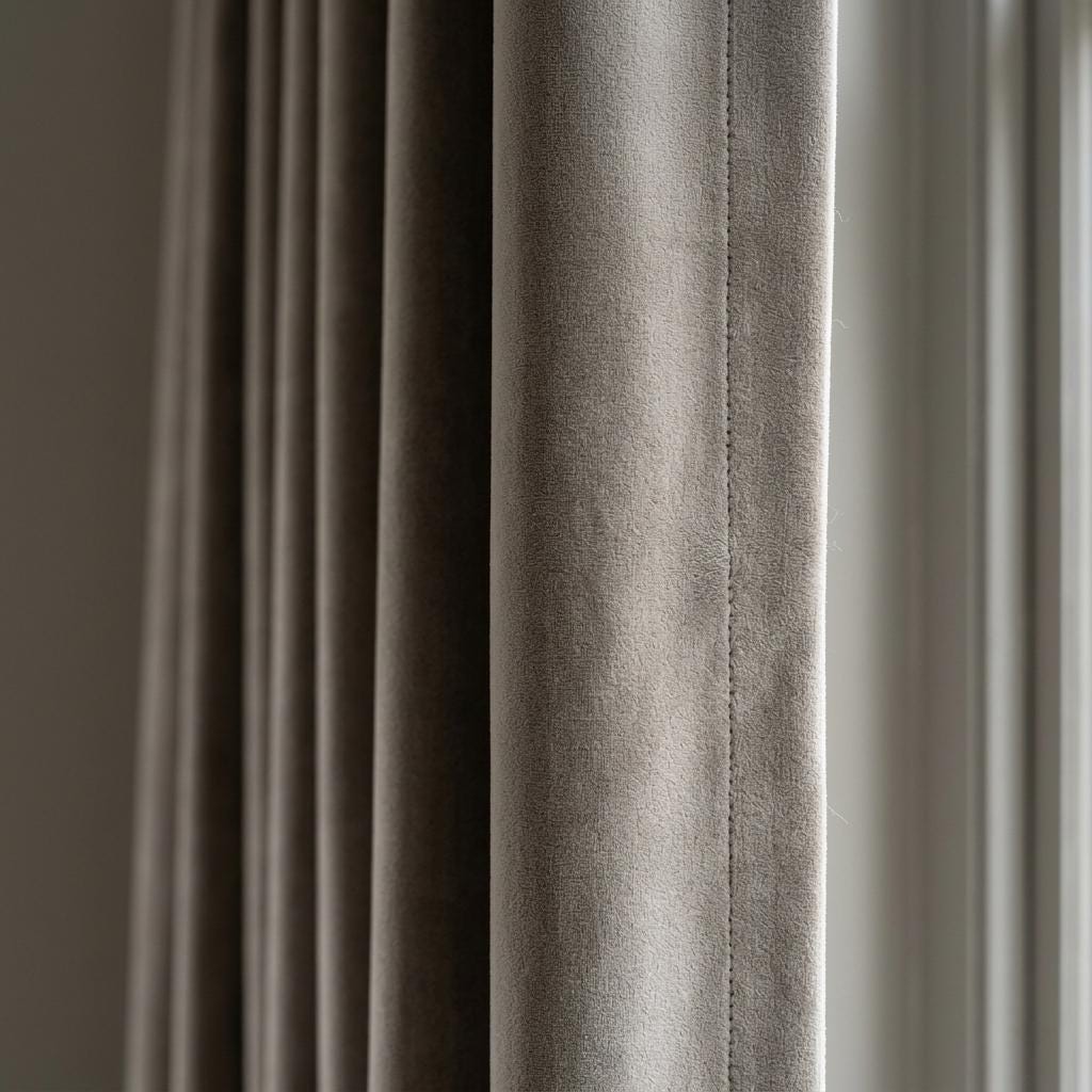 Sage Greige Velvet Curtains, Heavy Blackout Drapes, Soft Stone Gray Custom Window Panels, Rod Pocket Back Tab — image 8