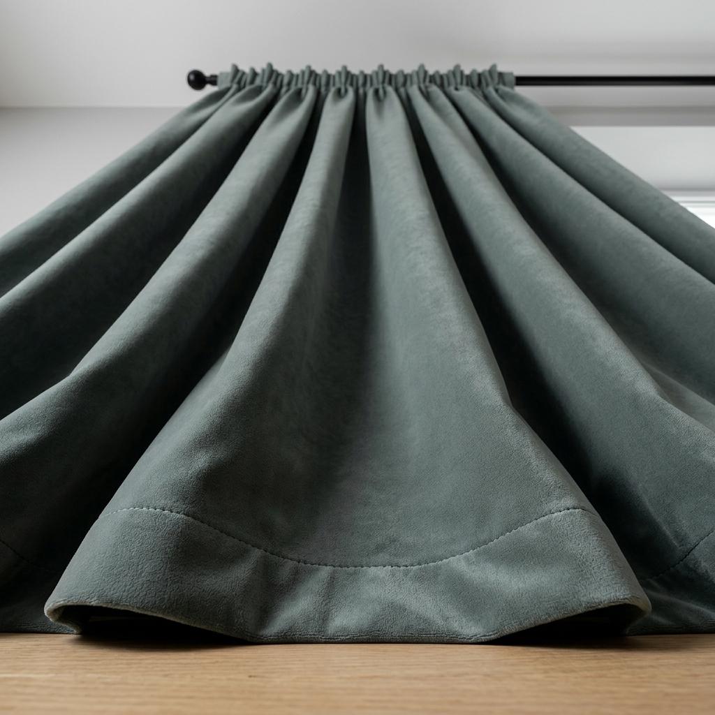 Dusty Teal Velvet Curtains, Heavy Blackout Drapes, Blue Green Custom Window Panels, Rod Pocket Back Tab Grommet — image 7