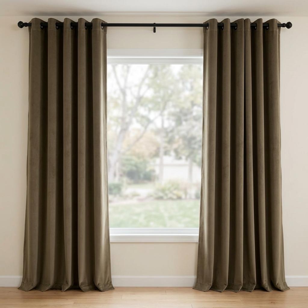 Olive Brown Velvet Curtains, Heavy Drapes, Custom Size Blackout Curtain Panel, Rod Pocket Back Tab Grommet Hooks — image 8
