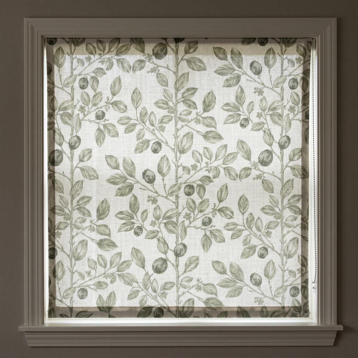 Sage Green Botanical Linen Roman Shade, Natural Beige Corded Roman Blind, Custom Blackout Leaf Window Shade — image 8