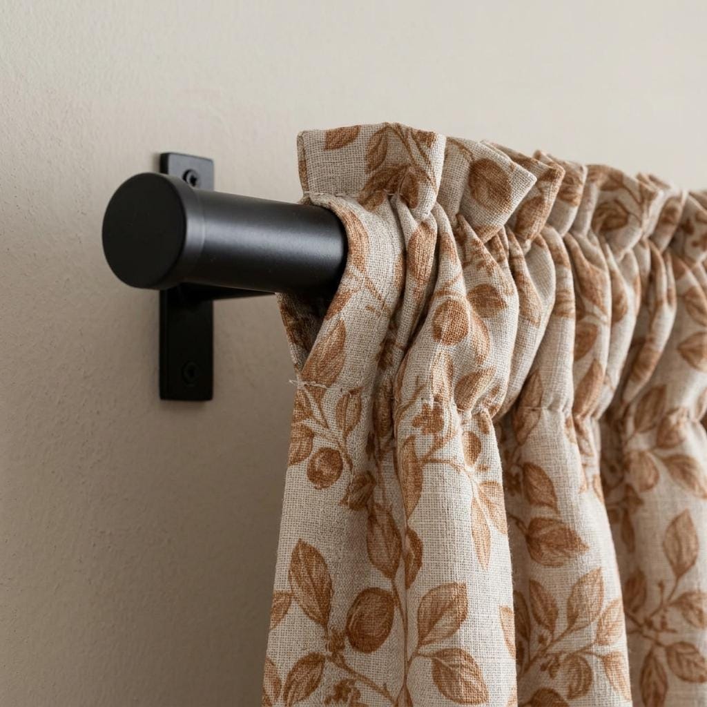 Heavy Pure Linen Curtains, Warm Tan Brown Botanical Leaf Vine Drapes, Oatmeal Beige Blackout or Cotton Lined Panels — image 5