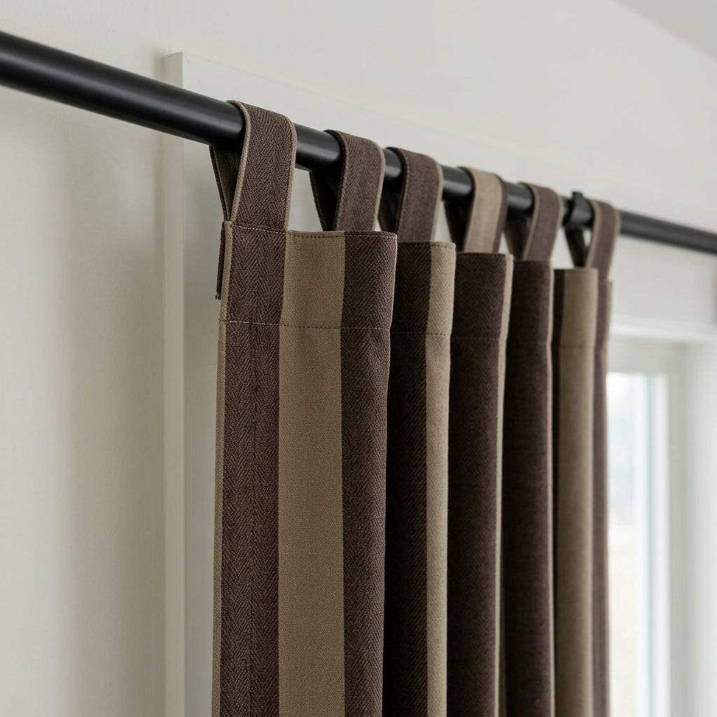 Dark Brown Stripe Linen Curtains, Heavy Pure Linen Drapes, Espresso Vertical Striped Blackout or Cotton Lined Custom Curtain — image 1