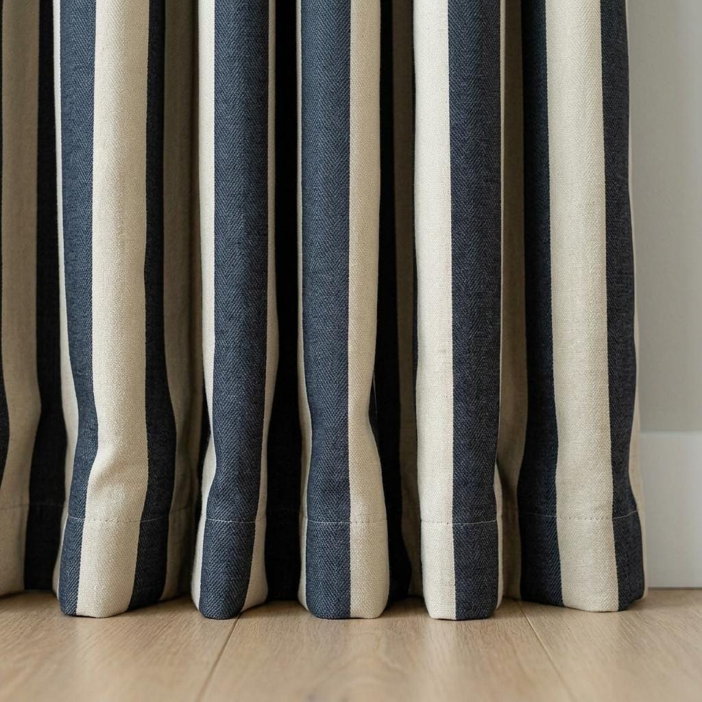 Black Stripe Linen Curtains, Heavy Pure Linen Drapes, Charcoal Vertical Striped Blackout or Cotton Lined Custom Curtain — image 3