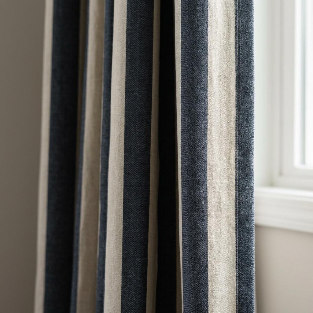 Black Stripe Linen Curtains, Heavy Pure Linen Drapes, Charcoal Vertical Striped Blackout or Cotton Lined Custom Curtain — image 6