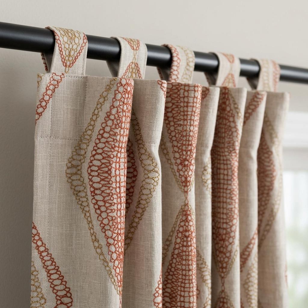 Pure Linen Embroidered Curtains, Rust Beige Diamond Ogee Drapes, Custom Blackout or Cotton Lined Panels — image 6