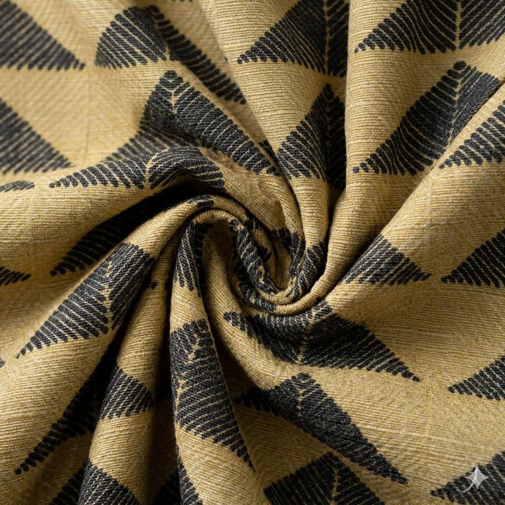 Olive Khaki Black Tribal Pure Cotton Curtains, Boho Heavyweight Drapes, Custom Blackout Cafe Curtain Panels — image 8