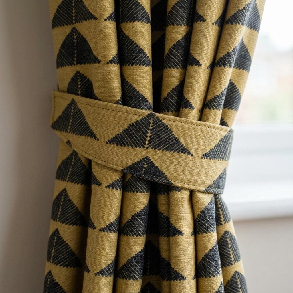 Olive Khaki Black Tribal Pure Cotton Curtains, Boho Heavyweight Drapes, Custom Blackout Cafe Curtain Panels — image 7