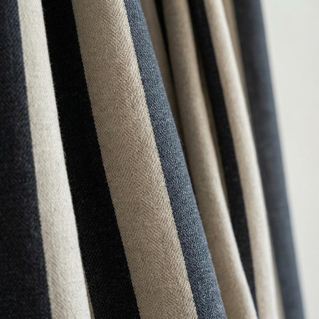 Black Stripe Linen Curtains, Heavy Pure Linen Drapes, Charcoal Vertical Striped Blackout or Cotton Lined Custom Curtain — image 9
