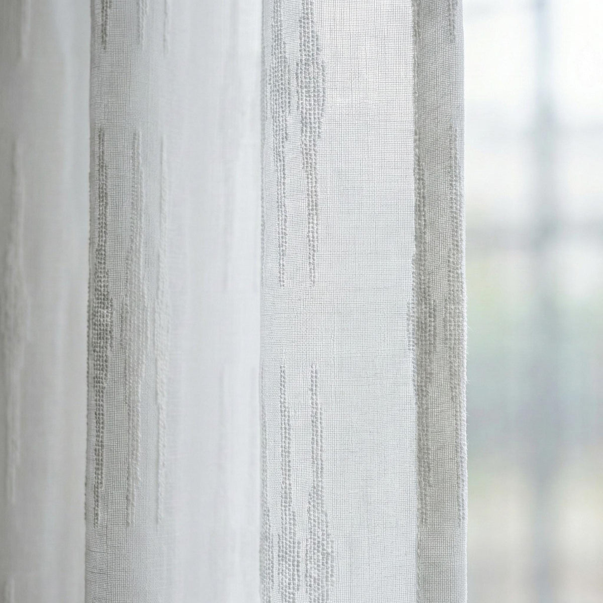 Embroidered Linen Sheer Curtains, Textured Stripe, Custom Size — image 3