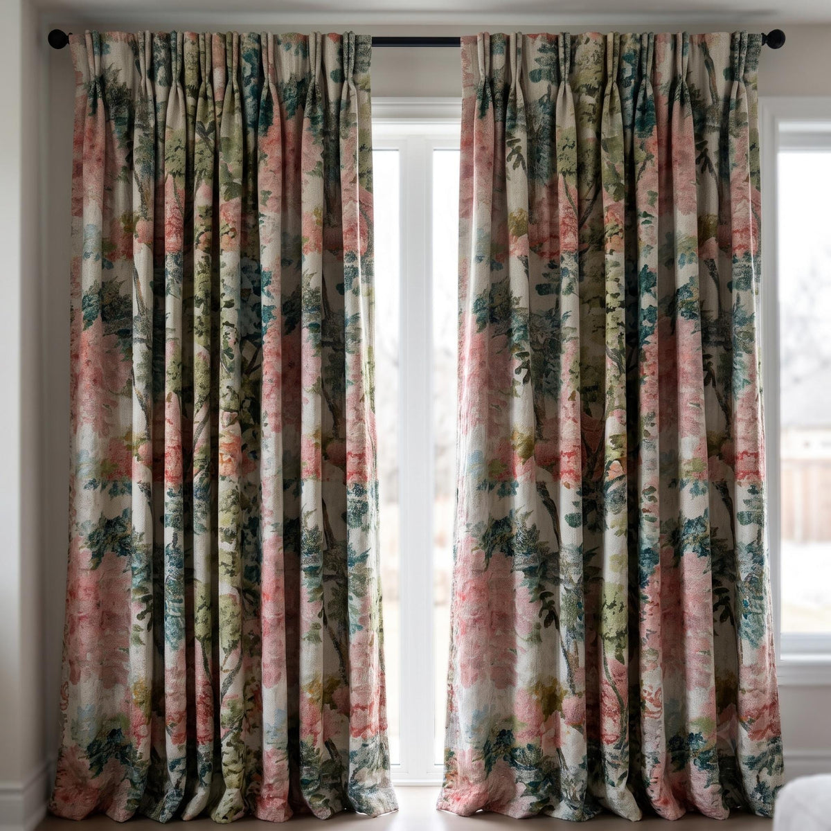 Luxury Linen Silk Jacquard Curtains, Blush Pink Floral Drapes, Custom Blackout or Sheer Living Room Panels — image 9