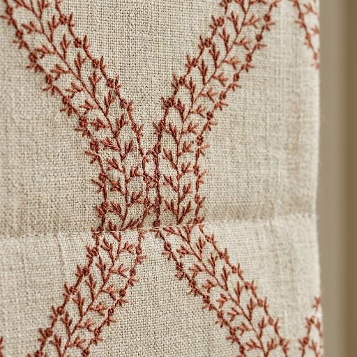 Custom Roman Shades, Oatmeal Rust Trellis Embroidered Linen Roman Blind, Blackout Corded Window Treatment, Farmhouse Blind — image 8