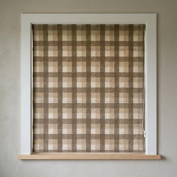 Custom Linen Plaid Roman Shades: Farmhouse Check Window Blinds (Light Filtering or Blackout) — image 1