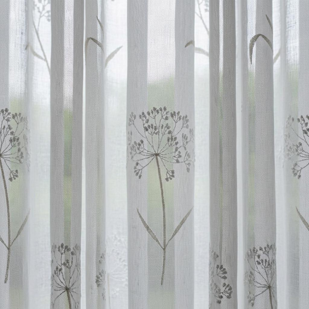 White Pure Linen Sheer Curtains with Queen Anne Lace Embroidery, Custom Floral Drapes, Single or Pair — image 9