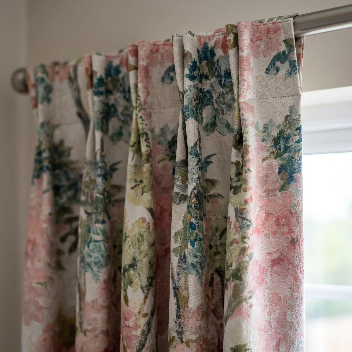 Luxury Linen Silk Jacquard Curtains, Blush Pink Floral Drapes, Custom Blackout or Sheer Living Room Panels — image 6