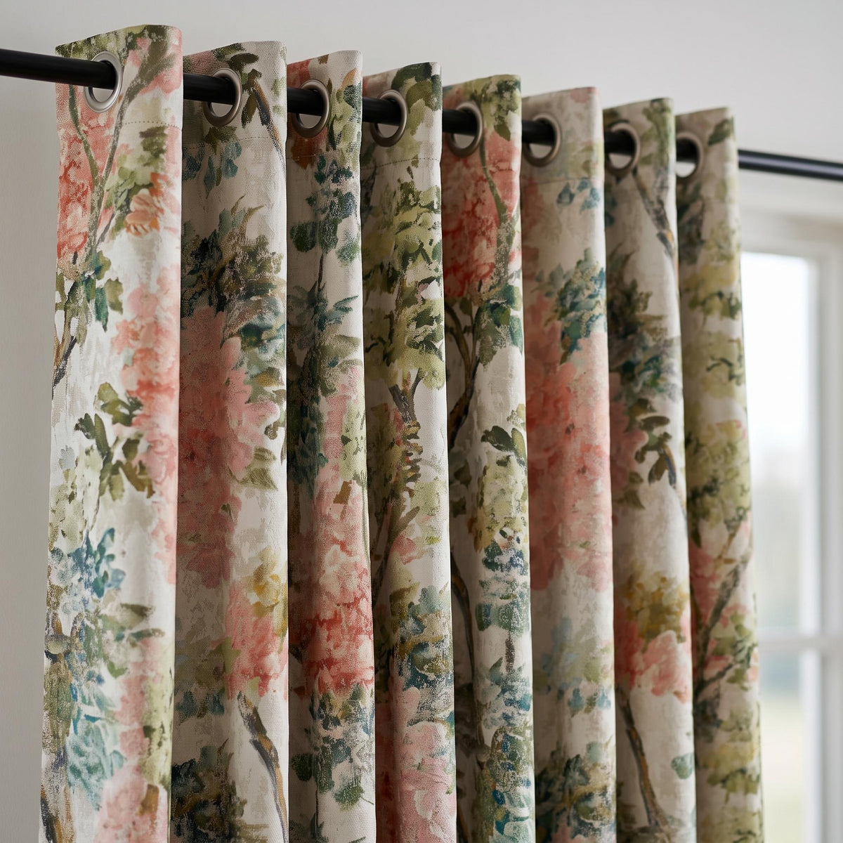 Luxury Linen Silk Jacquard Curtains, Blush Pink Floral Drapes, Custom Blackout or Sheer Living Room Panels — image 3