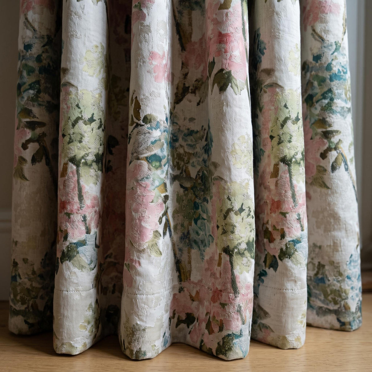 Luxury Linen Silk Jacquard Curtains, Blush Pink Floral Drapes, Custom Blackout or Sheer Living Room Panels — image 5