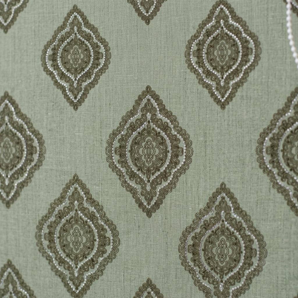 Sage Green Linen Roman Shade, Olive Damask Embroidered Custom Blind, Blackout or Light Filtering Shade — image 7