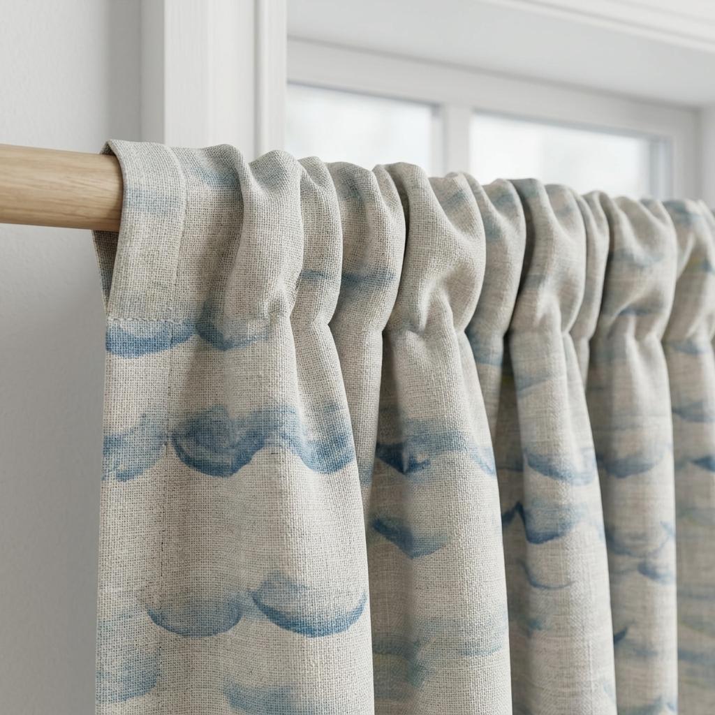 Ivory Blue Sailboat Pure Linen Curtains, Watercolor Nautical Nursery Drapes, Kids Room Blackout, Custom Size — image 6