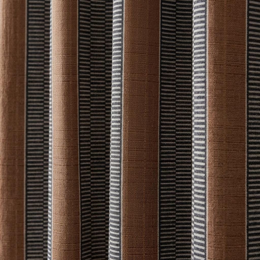 Rust Brown Charcoal Ivory Tribal Stripe Linen Curtains, Heavy Boho Geometric Drapes, Custom Blackout or Light Filtering Panels — image 10