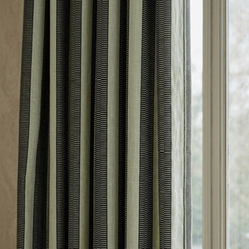Oatmeal Ivory & Charcoal Tribal Stripe Pure Linen Curtains, Heavy Boho Geometric Drapes, Custom Blackout or Light Filtering Panels — image 1