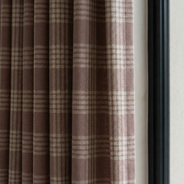 Organic Linen Curtains, Rose Taupe Windowpane Plaid, Farmhouse Style — image 1