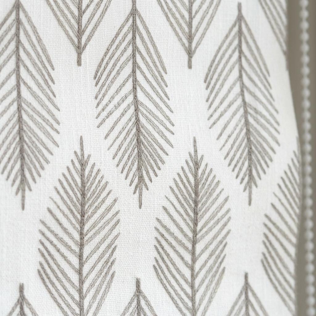 Taupe Fern Embroidered Pure Linen Roman Shade: Ivory Custom Botanical Window Blind, Blackout or Light-Filtering — image 8