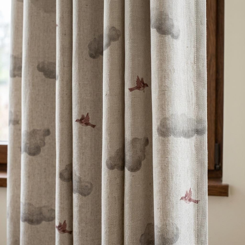 Ivory Sage Safari Animal Pure Linen Curtains, Neutral Watercolor Jungle Nursery Drapes, Kids Room Blackout Panels, Custom Size — image 5