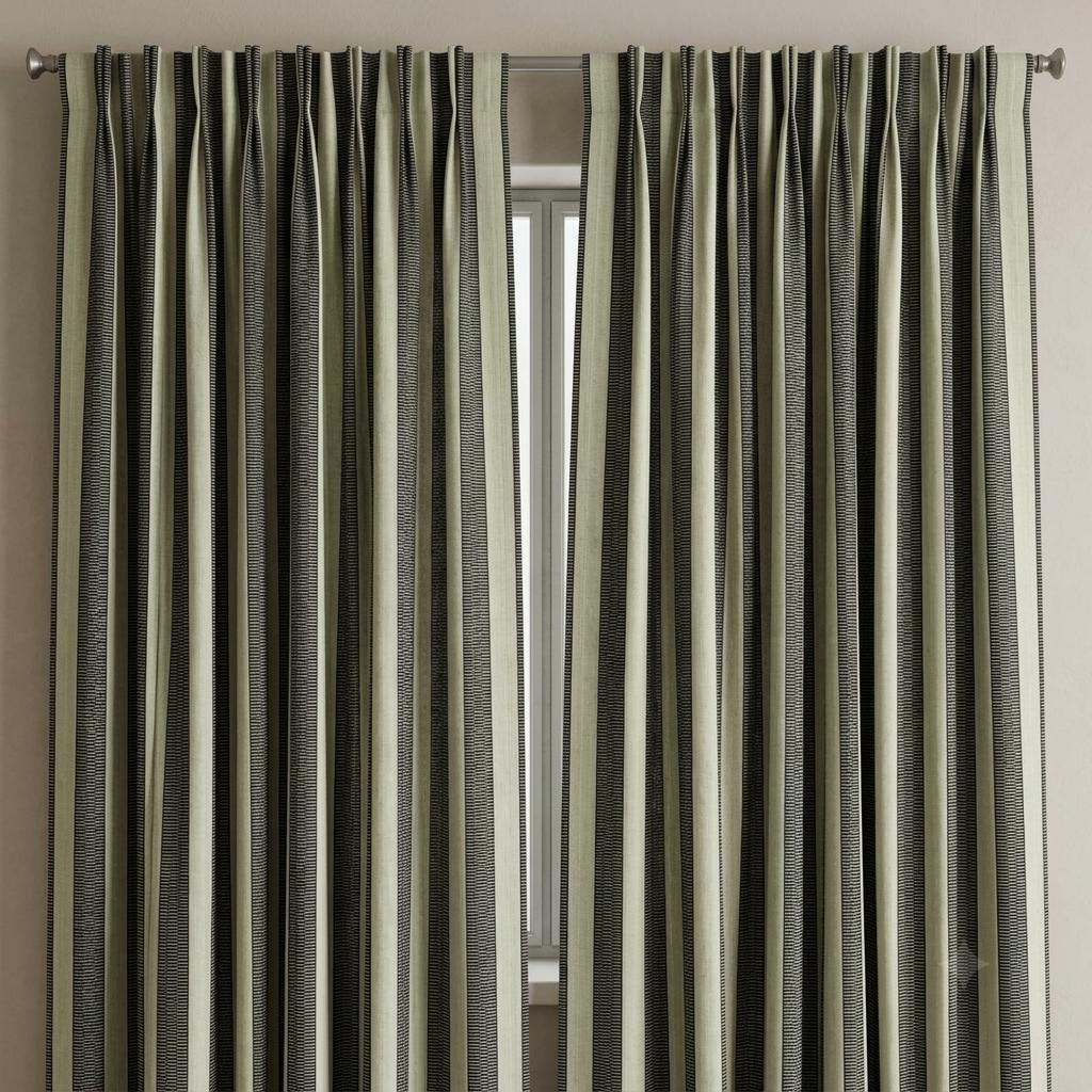 Oatmeal Ivory & Charcoal Tribal Stripe Pure Linen Curtains, Heavy Boho Geometric Drapes, Custom Blackout or Light Filtering Panels — image 5