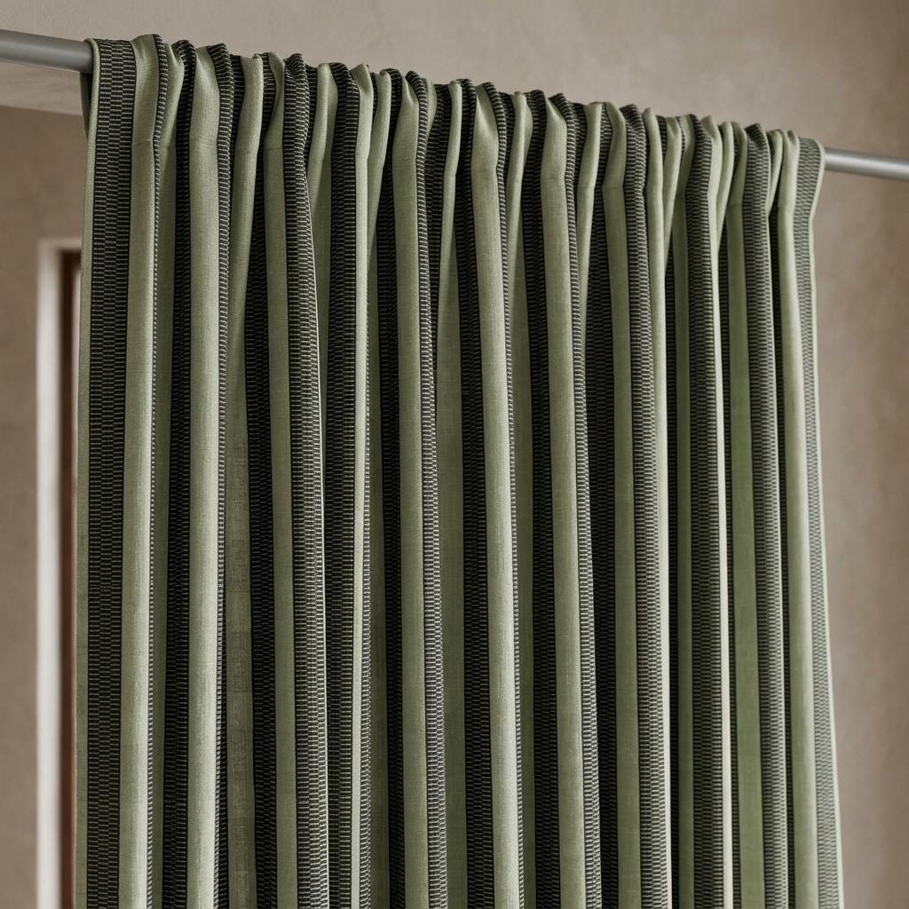 Oatmeal Ivory & Charcoal Tribal Stripe Pure Linen Curtains, Heavy Boho Geometric Drapes, Custom Blackout or Light Filtering Panels — image 10