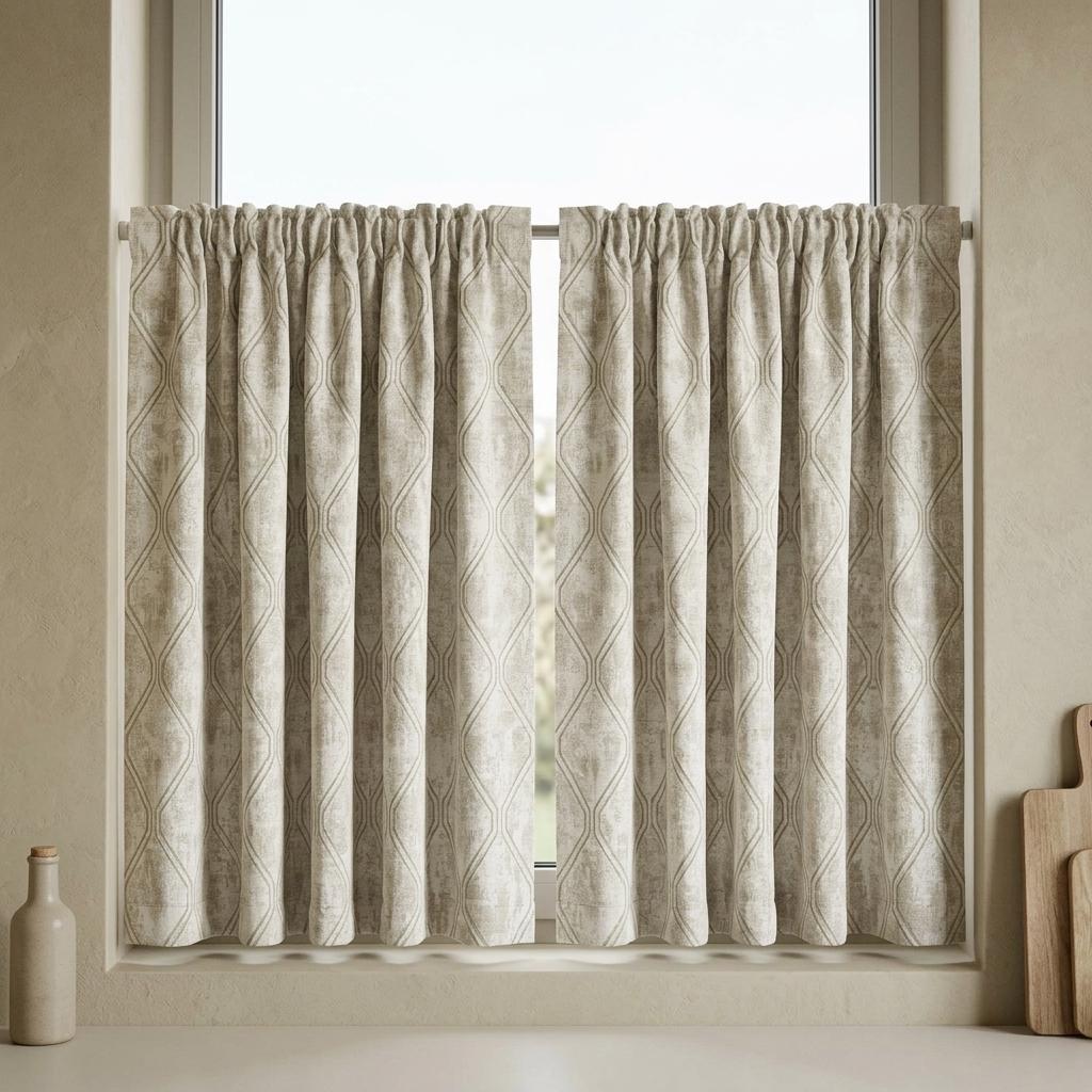 Ivory Taupe Pure Linen Jacquard Curtains, Olive Grey Geometric Trellis Drapes, Custom Extra Long Blackout Panels — image 7