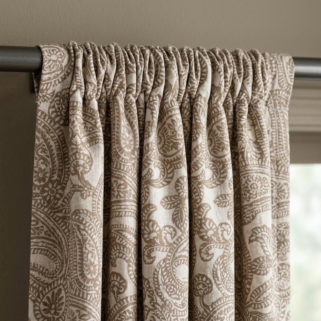 Ivory Taupe Paisley Pure Linen Curtains, Floral Botanical Drapes, Custom Extra Long Blackout Panels — image 4