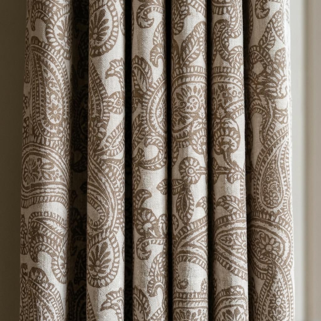 Ivory Taupe Paisley Pure Linen Curtains, Floral Botanical Drapes, Custom Extra Long Blackout Panels — image 8