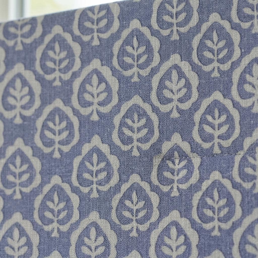 Dusty Blue & Ivory Linen Roman Shade, Botanical Leaf Print, Custom Blackout or Light Filtering Window Blind — image 8